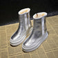 Thick Plush Plush Snow Boots Women's Sponge Cake Thick-soled Waterproof Mid-tube Boots Winter Plus Velvet Thick Warmth Big Cotton Boots