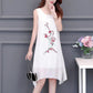 Chiffon XL-XXXXXL Plus Size Summer Chinese Style Dress Knee-length Solid Printed Over-the-knee Vest Skirt