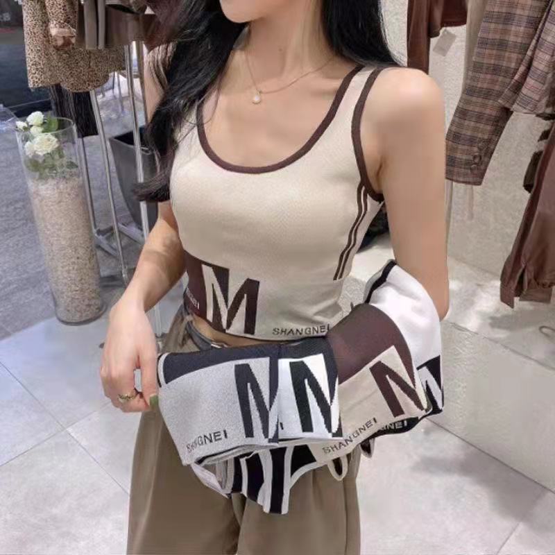 Women's Sports Underwear Tube Top with A Rimless Fitness Bra Gathered Together Wearing A Shockproof Running Yoga Vest Workout Tank Tops