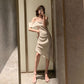 Sexy Slash Neck Off-shoulder Asymmetrical Spaghetti Strap Dress Backless Irregular Dress