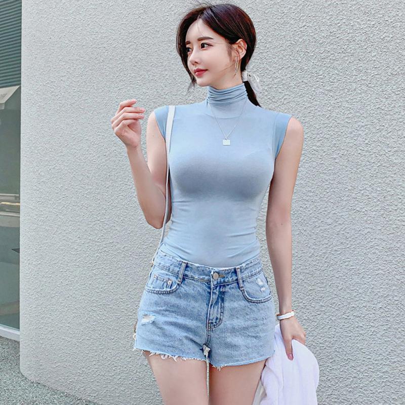 Summer Modal Corset Tops To Wear Out Sleeveless Turtleneck Tops for Women Korean Casual White Tank Top Women Clothes