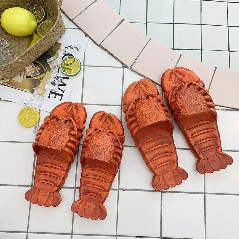Unisex Beach Slippers Sandals Women Large Size Family Funny Lobster Slippers Girl Summer Shoes