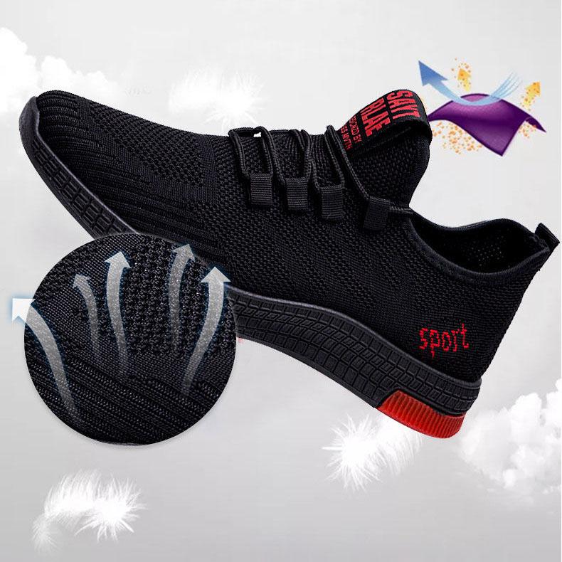 Men's Spring Autumn Large Size Solid Color Lightweight Soft Sole Flat Sports Shoes Breathable Sneakers