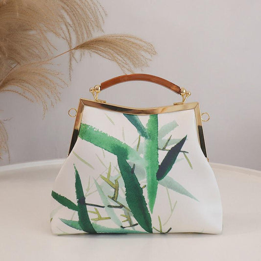 Ethnic Style Women Printing Handbag Messenger Dual Purpose Exquisite High Quality Elegant Doctor Bag Evening Banquet Bag