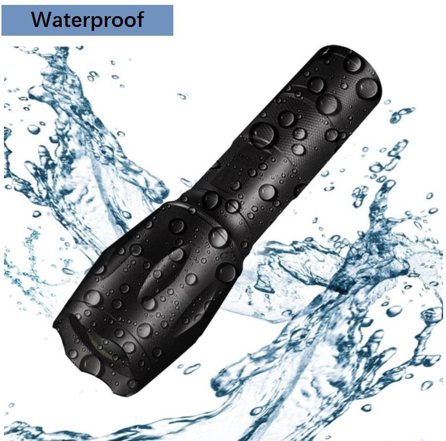 Portable LED Flashlight Multifunction Torch Zoomable 5-Mode Waterproof+18650 Battery+Charger+Kit