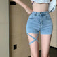 Summer Hong Kong Taste Design Denim Shorts Female Girl Sexy Leggings Ins Slimming Straight Wild