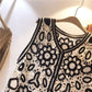 Embroidery Hollow Design Retro Style V-neck Sleeveless Waistcoat  Women's Spring and Summer