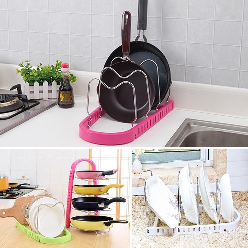 Pot Lid Rack Door Kitchen Storage Cover Holder Organizer Space Saver 4 Shelf