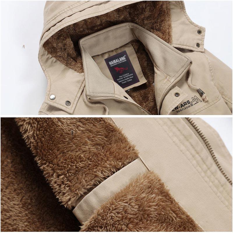 Large Size Cotton Jacket Men's Self-cultivation Plus Velvet Thick Warm Top for Young and Middle-aged Outdoor Skiing and Mountaineering Clothing