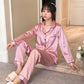 Large Size Ladies Ice Silk Pajamas Long Sleeves Plus Size Ladies Thin Ice Silk Sexy Suits Loose-fitting Home Wear Pajamas Suits