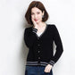 Spring and Autumn Short Cardigan Sweater Long Sleeve V-neck Top Fashion Knitted Women's Jacket