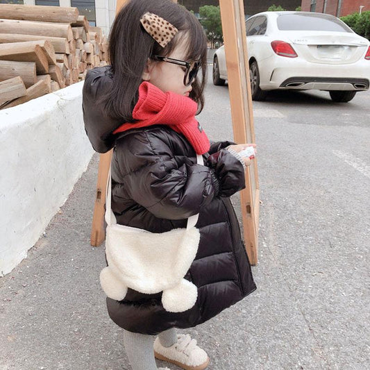 Girls' Cotton Clothes Cute Autumn and Winter Thickening Mid-length Children's Jackets Winter Clothes Foreign Style Cotton Clothes Children's Clothes