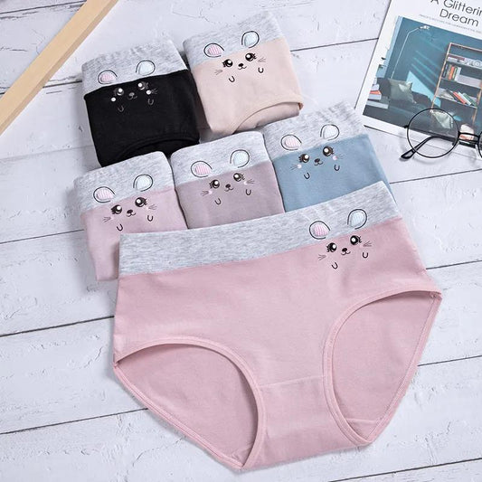 4-pack Women's Cotton Underwear Korean Style Cute Plus Size Underwear for Students Women's Briefs