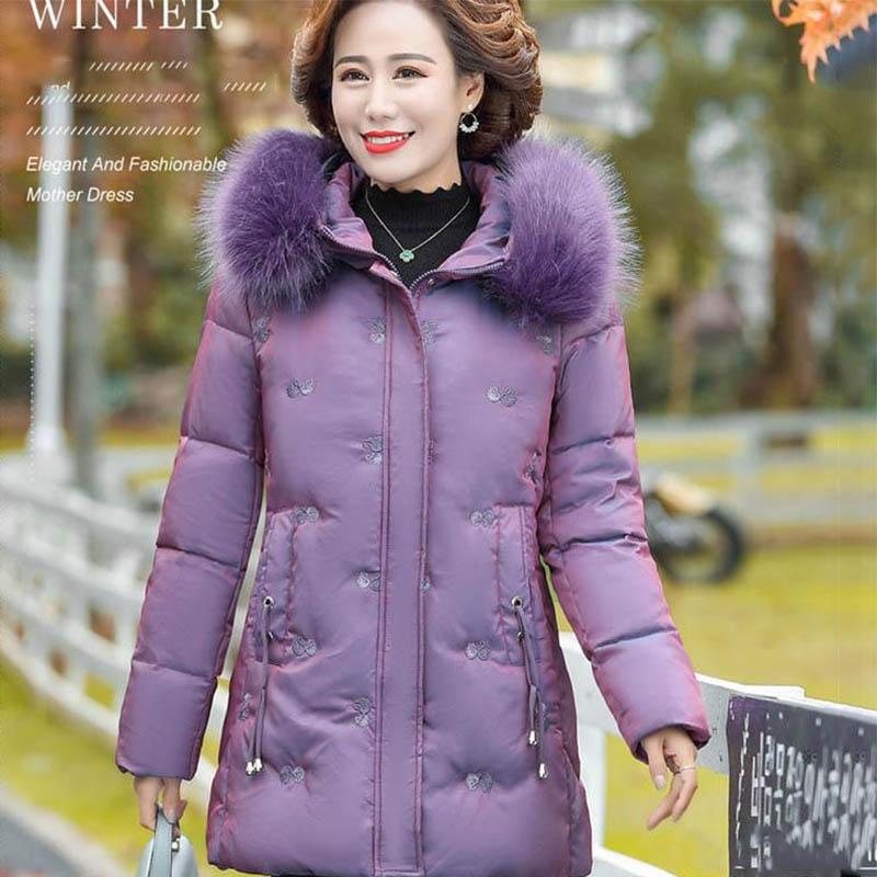 Fashion Middle-aged Mother's Winter Clothes Mid-length Coat Plus Velvet Padded Down Padded Jacket