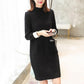 Autumn and Winter Mid-length Sweater Knitted Loose Half Turtleneck  Bottoming Shirt Long Sleeve Women's Dress