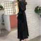 Women's Spring and Autumn Floral Dress Long Sleeve A-Line Stand Collar Mid-length Skirt Shirt Sleeve