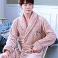 Plus Size Men Cashmere Bathrobe Long Robe Coat Shawl Bathrobe Absorbent and Quick-drying Home Clothes