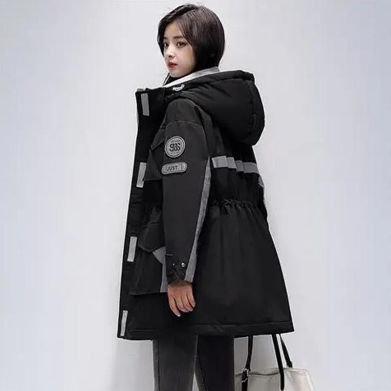 Down Jacket Women's Winter Mid-length Warm White Duck Down Cotton Clothing Tooling Parka Jacket Leisure Sports Outdoor Jacket Oversized Thick Coat