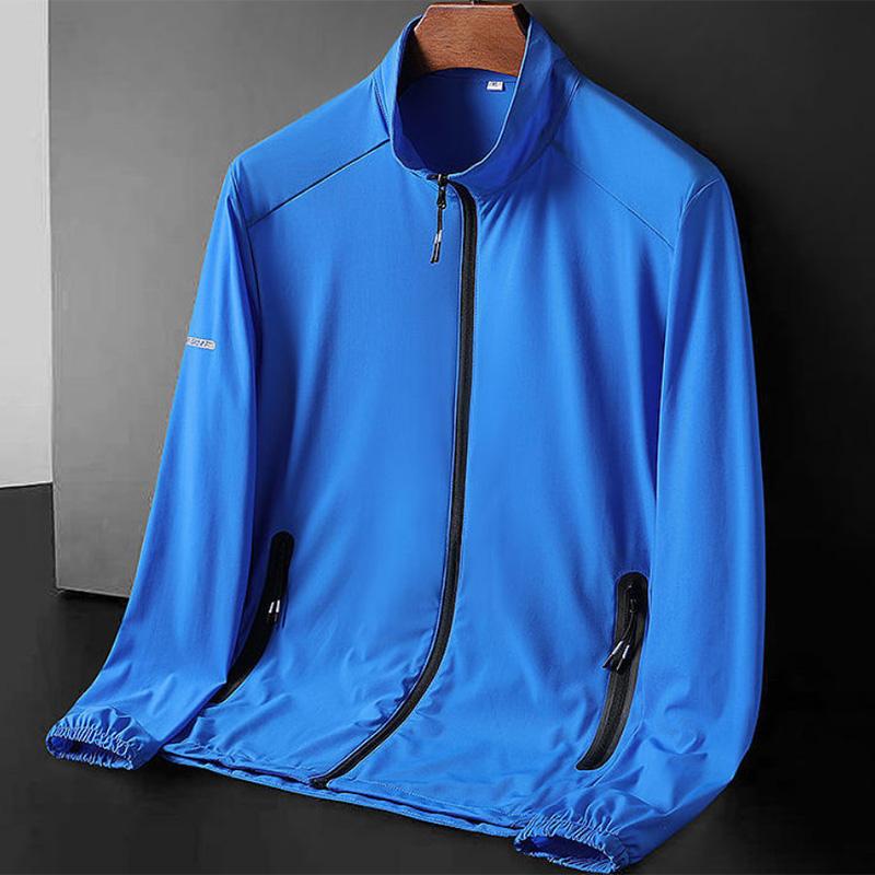 Ultra-thin Summer Jacket Men's Stand-up Collar Quick-drying Sunscreen Sports Single Jacket Summer Soft Ice Silk Men's Jacket Tide