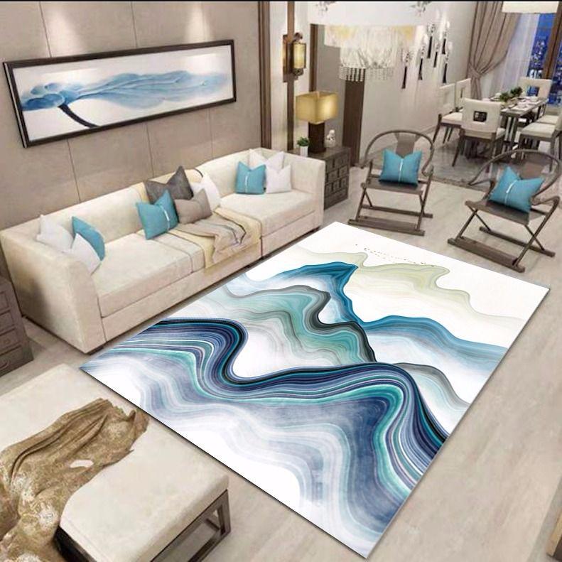 European Ink Painting Pattern Printed Carpet Living Room Rug Bedroom Bedside Anti-slip Mat Floor Mat