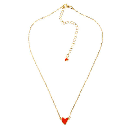 Girl Heart Red Drops Oil Simple Double Love Clavicle Chain Necklace