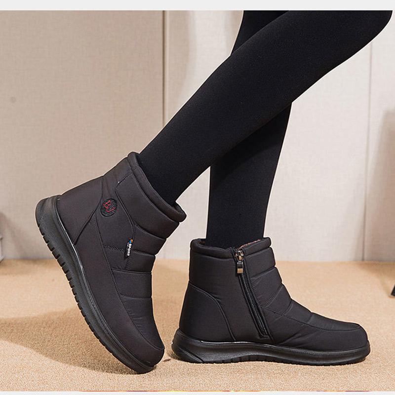 Winter Snow Boots Women's Short Boots Cloth Shoes Women's Flat-bottomed Waterproof and Warmth Large Size Plus Velvet Thick Cotton Shoes