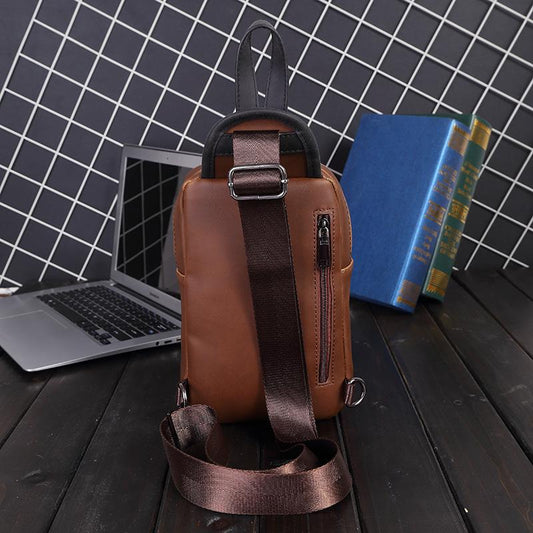 Casual Chest Bag Men Coffee Large Capacity Multi-pocket Shoulder Bag Outdoor Sports Pockets