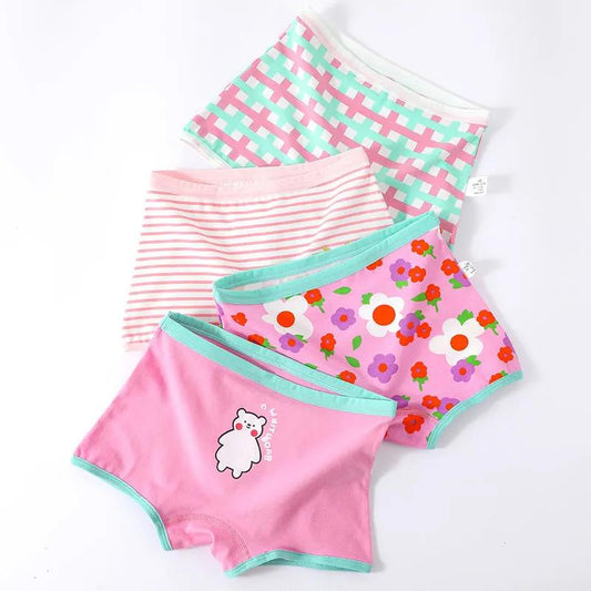 4 Pieces/Lot 2-12Y Children Underwear High Quality Cotton Girls Panties Cute Pattern Kids Boxer Briefs Child Soft Girl Pants