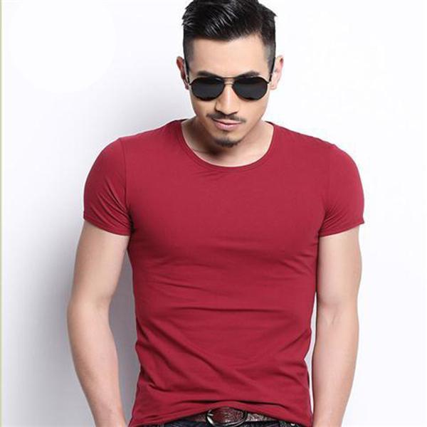 Short-sleeved T-shirt Men's Round Neck Slim Fitness Solid Color Half-sleeved Black and White Tide Bottoming Shirt T-shirt Men