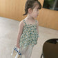 Children Dress Girls Summer Thin Dress Suspender Dress Floral Strapless Princess Dress Ruffled Vest Skirt