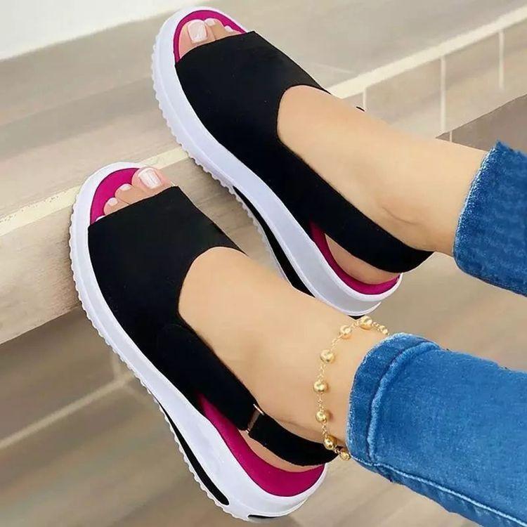 Summer New Style Fish Mouth Flat Sandals Beach Low-top Shallow Mouth Single Shoes Women's Solid Color Casual All-match