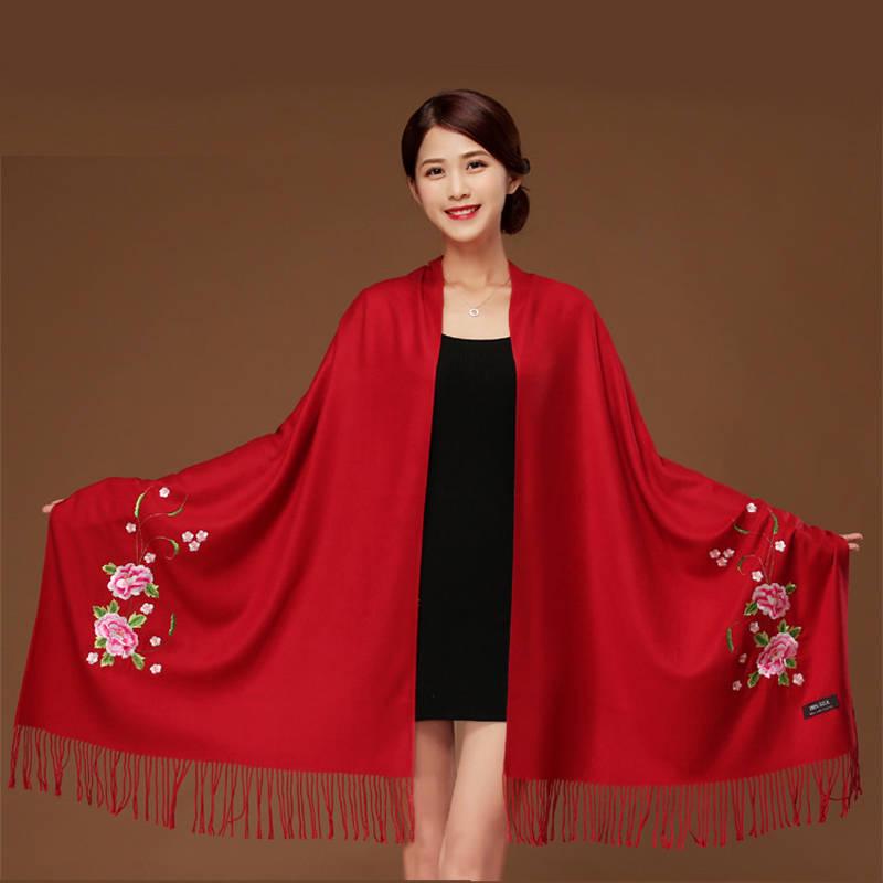 Scarfs for Women Hand-embroidered Print Pashmina Scarf Shawl Wrap Soft Winter Warm Hijab Head Scarves