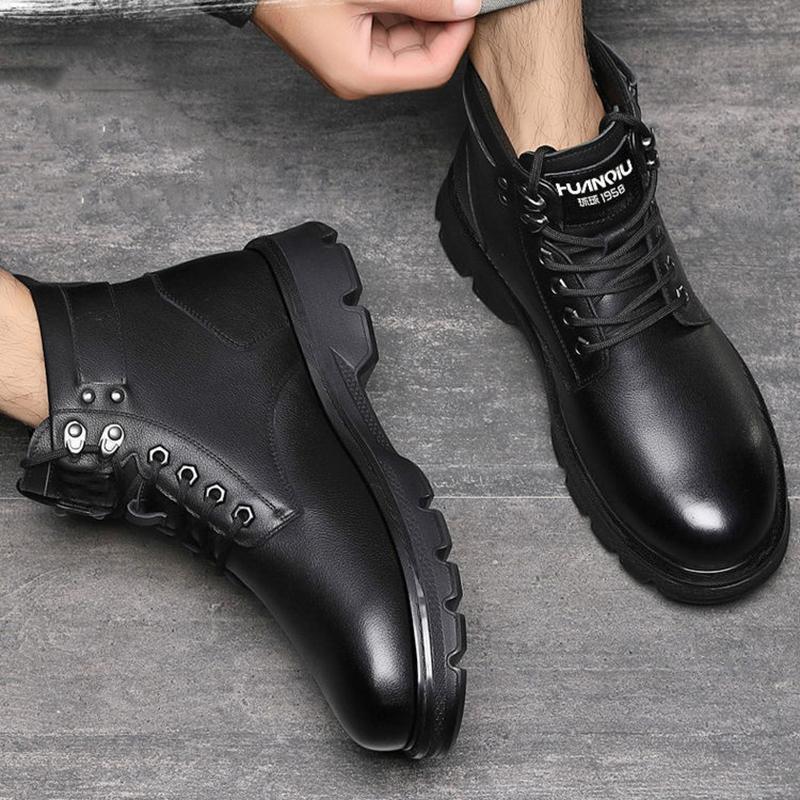 Autumn and Winter Plus Velvet Korean Version of The British Martin Boots Men's Leather Boots