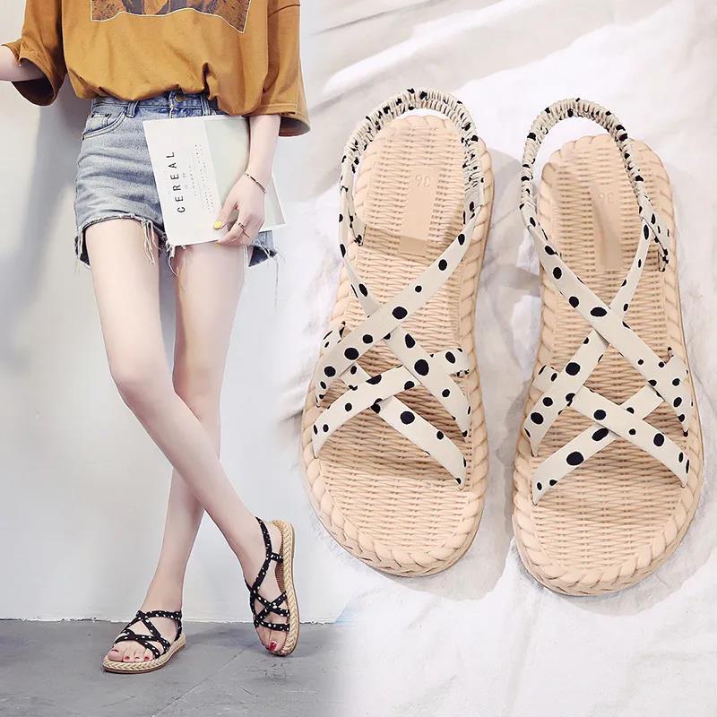 Summer Sandals for Female Students Korean Version of Wild Fairy Style Sandals and Slippers Female Flat Sandals for Outer Wear
