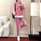 Large Size Thin Sports Suit Female Casual Two-piece Round Neck Long-sleeved Shirt + Casual Sports Pants Loose and Comfortable