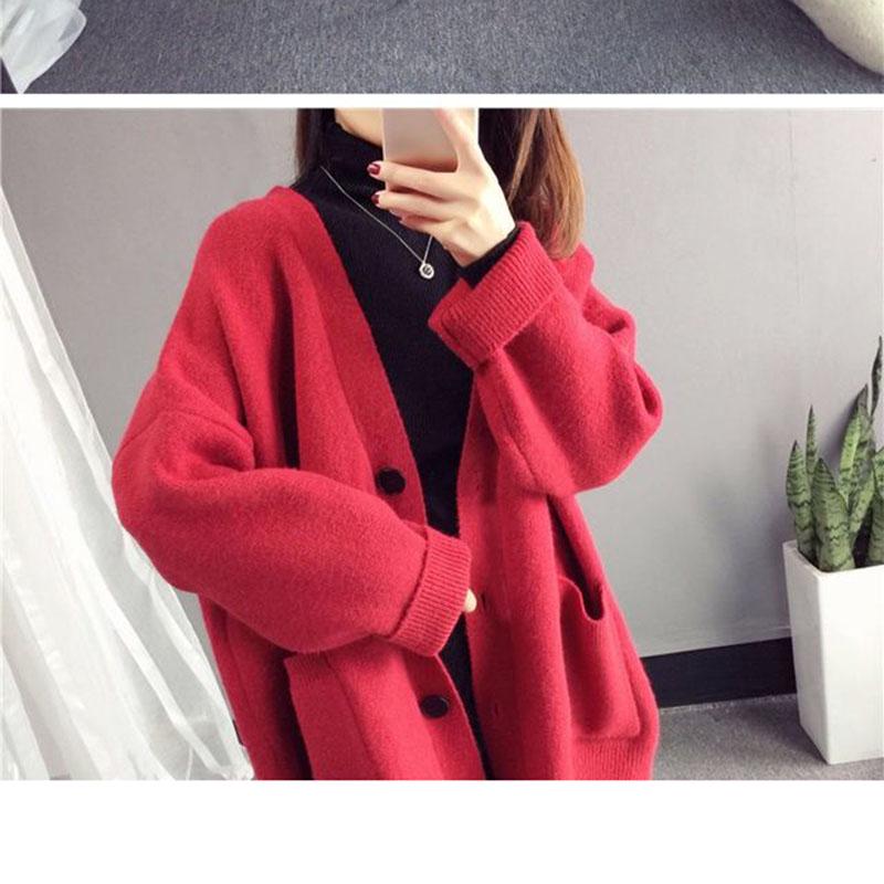 Knitted Cardigan Women Jacket Women Korean Version Loose Students Are Thin and Versatile Thick Sweater Jacket