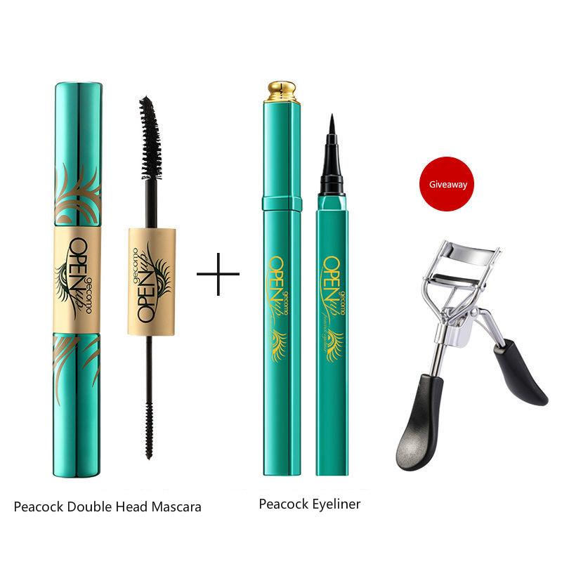 Peacock Double-Head Mascara is waterproof does not stain long and thin small curly brush heads fine