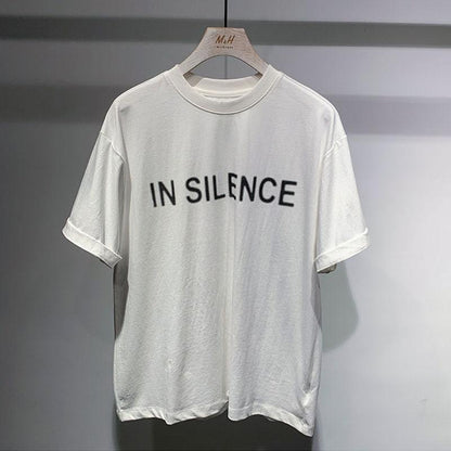 Summer Cotton Short-sleeved Men's T-shirt Letter Printing Compassionate Round Neck Loose Five-point Sleeves