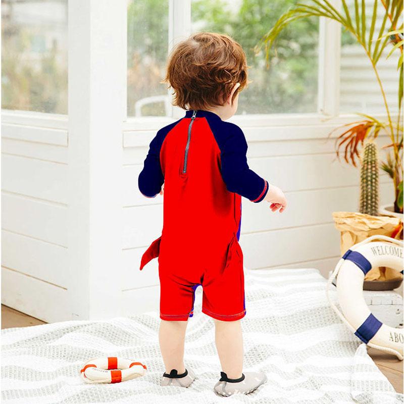 One-piece Shark Sunscreen Children's Swimsuit Cute Cartoon Toddler Baby 1-3 Years Old Long-sleeved Swimwear