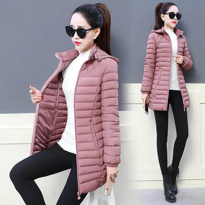 WTEMPO Cotton-padded Jacket Women's Mid-length Slim Padded Jacket Middle-aged Mother Down Padded Jacket