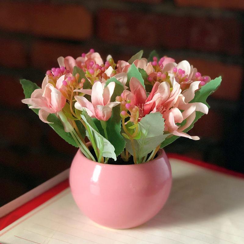 Artificial Flower Ceramic Set Fake Flower Potted Plant Home Furnishing Living Room Bedroom Furnishing Hotel Restaurant Decoration Floral Art