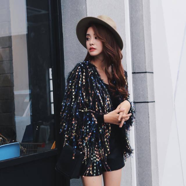 Pofulove 8 Colors Women Fuzzy Tassel Cardigan Knitwear Skin-friendly Sweater Chic Knitting Top