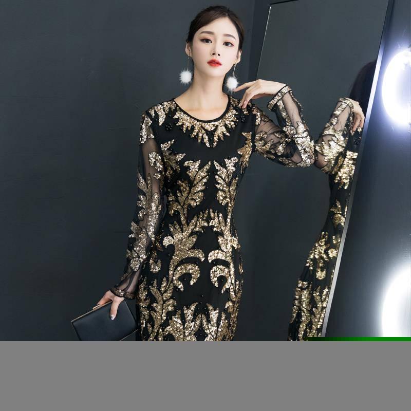 Banquet Evening Dress Skirt Fashion Short Sexy Noble Annual Party Sequin Party Dress Women