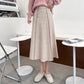 Winter Thickened Rib Knitted Large Swing Maxi Long Skirts Elegant Solid A-line Pleated Ankle Length Knit Skirts