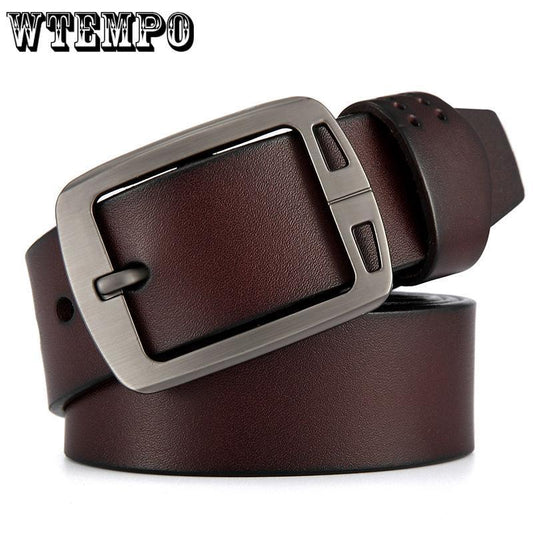 Belt 1pcs 120*3.8cm 100% Genuine Leather Belts for Men Strap Pin Buckle Jeans