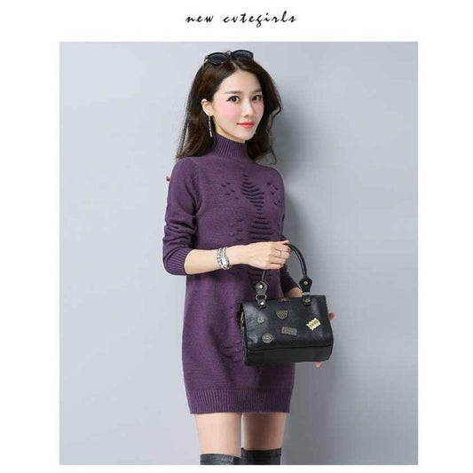 Half Turtleneck Wool Pullover Sweater Loose Mid-length Sweater Women Long Sleeve Bottoming Shirt