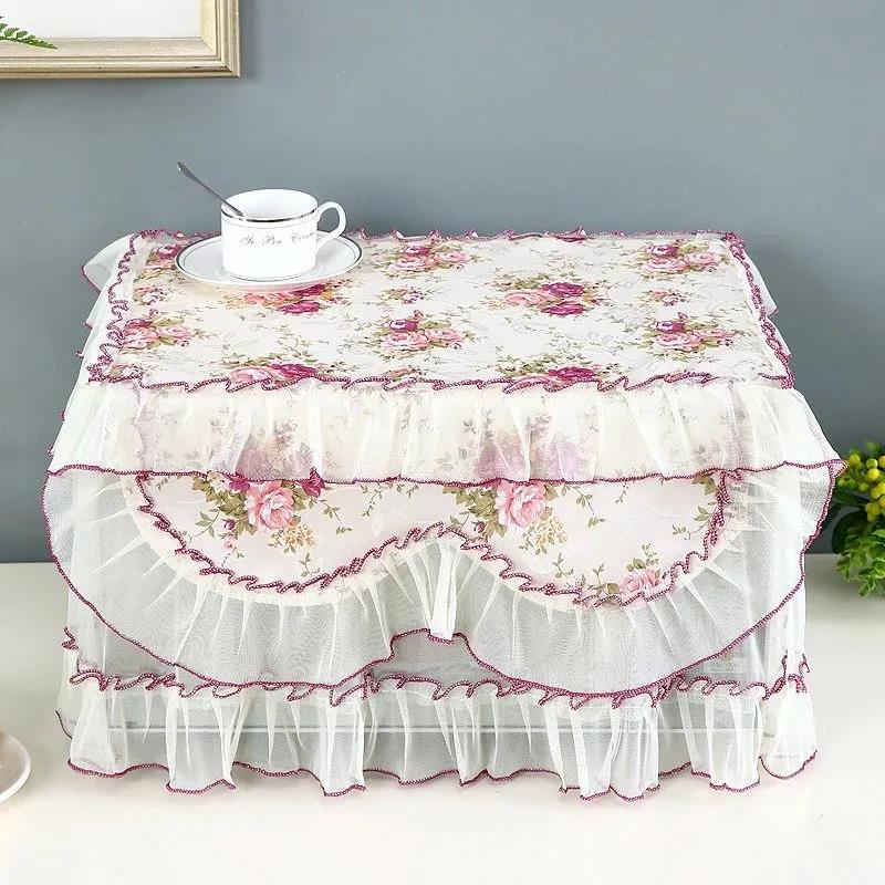 Lace Yarn Edge Microwave Oven Cover Cloth Dustproof Curtain Kitchen Household Antifouling Cover Towel