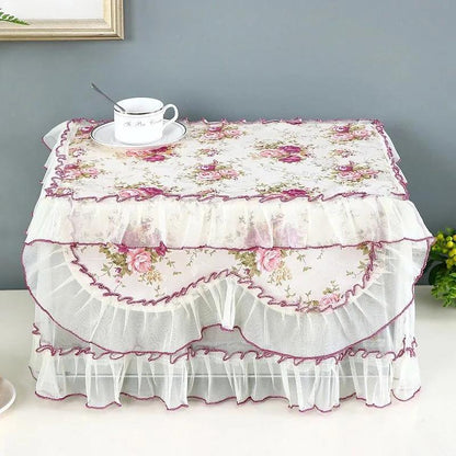 Lace Yarn Edge Microwave Oven Cover Cloth Dustproof Curtain Kitchen Household Antifouling Cover Towel