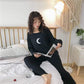 Spring Autumn Pajamas Set Modal Long Sleeve Moon Printing Pyjama Suit Ladies Loose Large Size Home Wear Outer Wear Suit