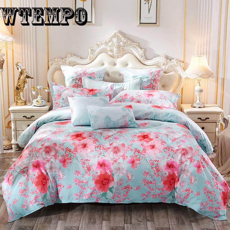 Bedding Set Plant Flowers Fashion Patterns Bed Sheet Quilt Cover Pillowcase